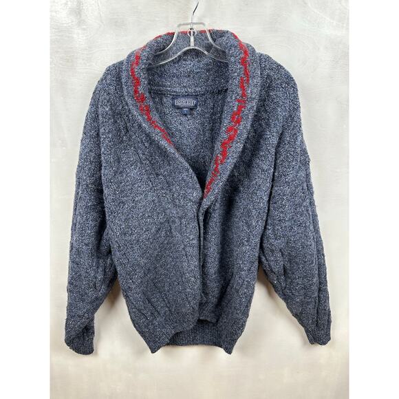 Lands' End Gray and Red Crewneck Sweater - Picture 1 of 8